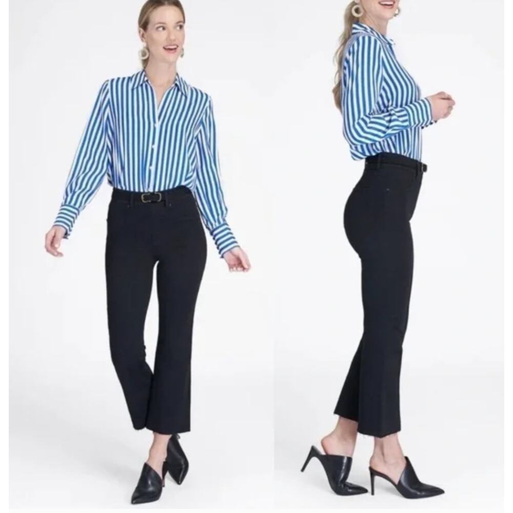 SPANX Cropped Flare Jeans Black Wash Size Medium